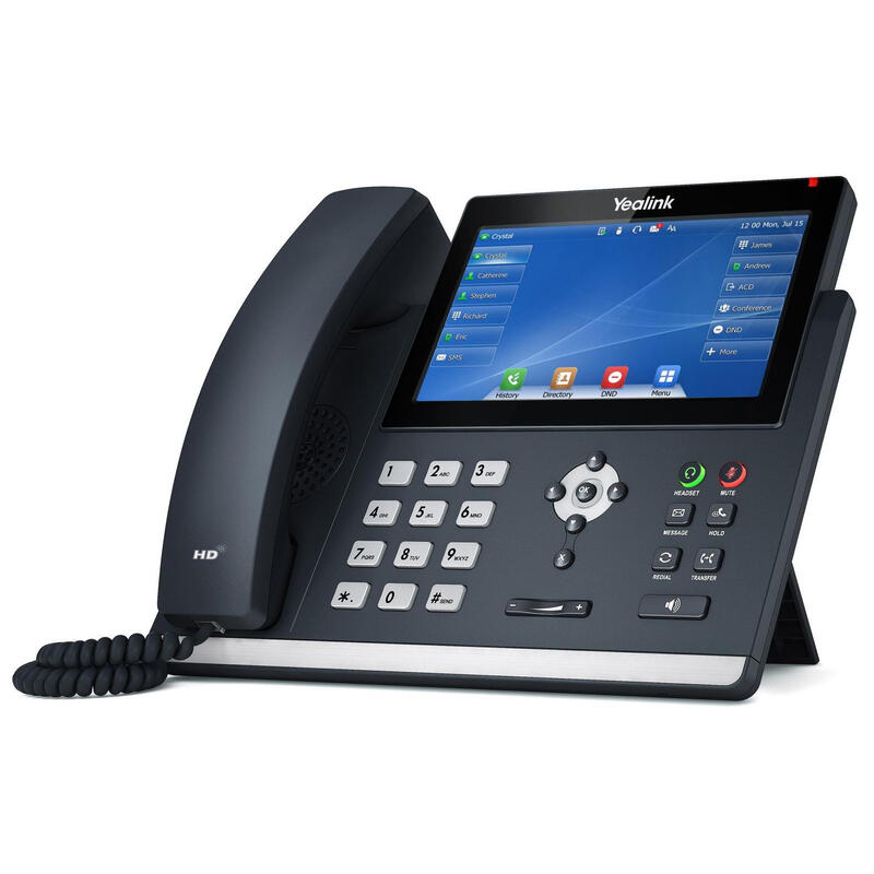 Teléfono Ip Yealink Sip-T48u, 7 "800x480 Color Táctil, 2x Rj45 10/100/1000, Poe, 16x Sip, 1x Usb, Sin Adaptador
