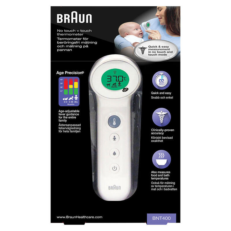 Termometro Corporal Braun Bnt400we Sin Contacto + Frontal Con Age Precision
