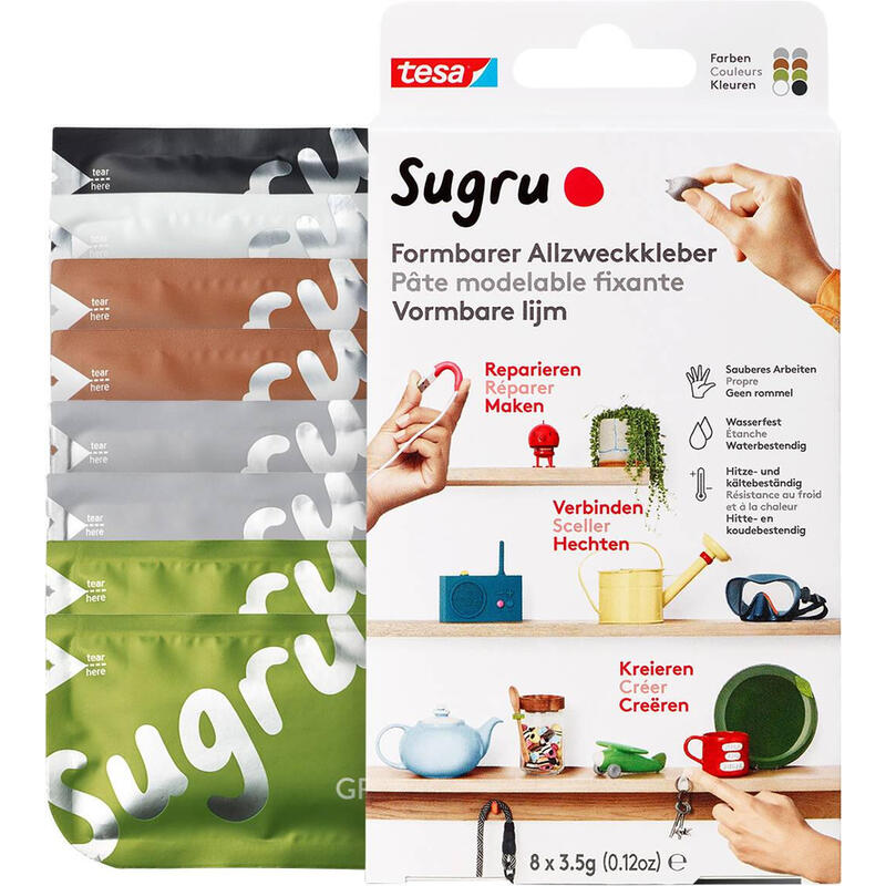 Tesa Sugru Formbarer Allzweckkleber 8er Verschiedene Colores