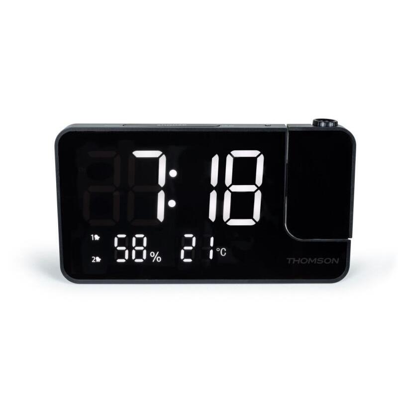 Thomson Cp100t Radio Reloj Despertador - Proyeccion Y Temperatura Interior - Alarma Dual - Negro