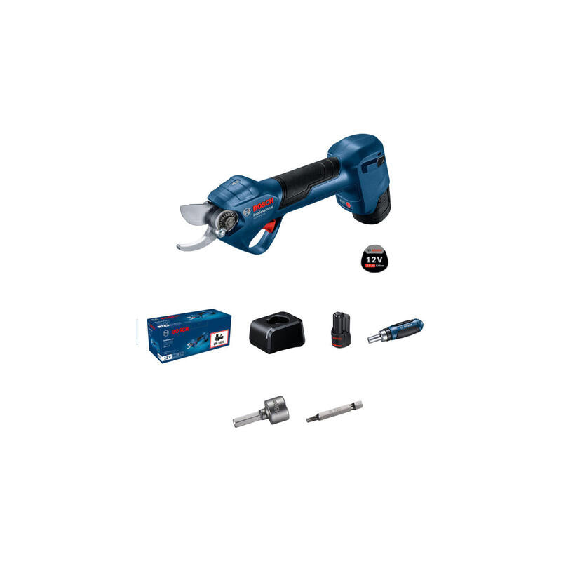 Tijeras De Podar Inalámbricas Bosch Professional Ggp 12v-25 Professional, 12 Voltios Azul/Negro, 2 Baterías De Iones De Litio De 3,0 Ah 06008d8100
