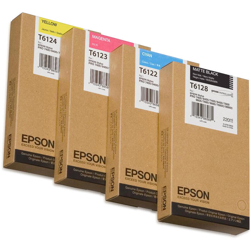 Tinta Original Epson T6128 220 Ml Negro Mate Original Para Stylus Pro 7400, Pro 7450, Pro 7800, Pro 7880, Pro 9400, Pro 9450, Pro 9800, Pro 9880