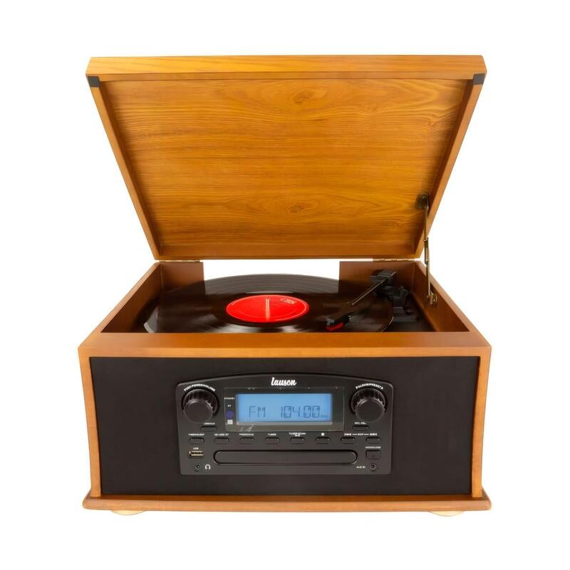Tocadiscos Lauson Ivx23 Wood Con Cd + Radio Fm Y Altavoces