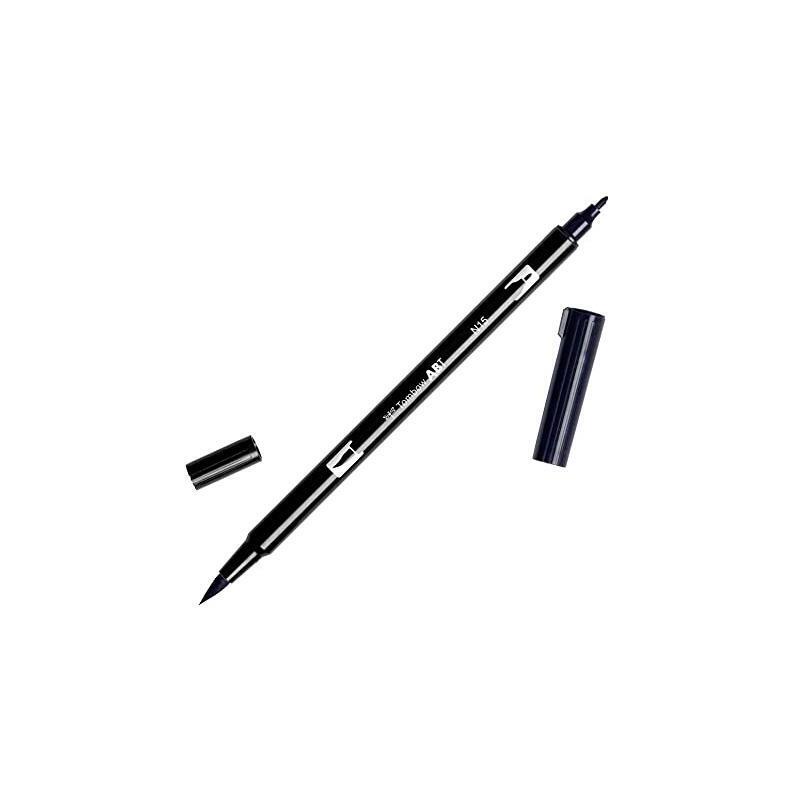 Tombow Abt Dual Brush Rotulador Permanente Acuarelable Doble Punta Fibra + Pincel Negro -6u-