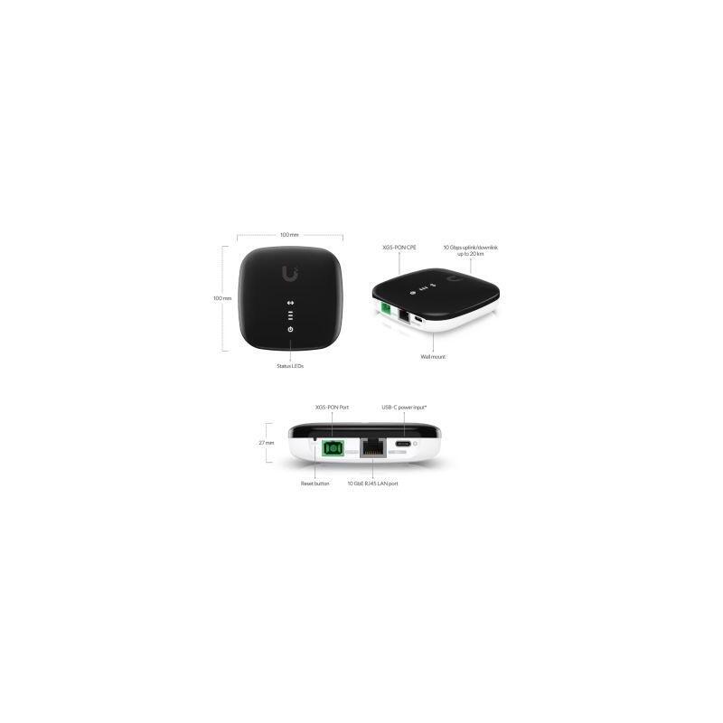 Ubiquiti Uisp-Fiber-Xgs Terminal De Red Optica 1x 10gbps Xgs-Pon Y 1x 10gb Rj45 Lan. Velocidad De Enlace 10 Gbps Hasta 20km. Compatible Con Uisp-Fiber-Olt-Xgs, No Con Otros Fabricantes