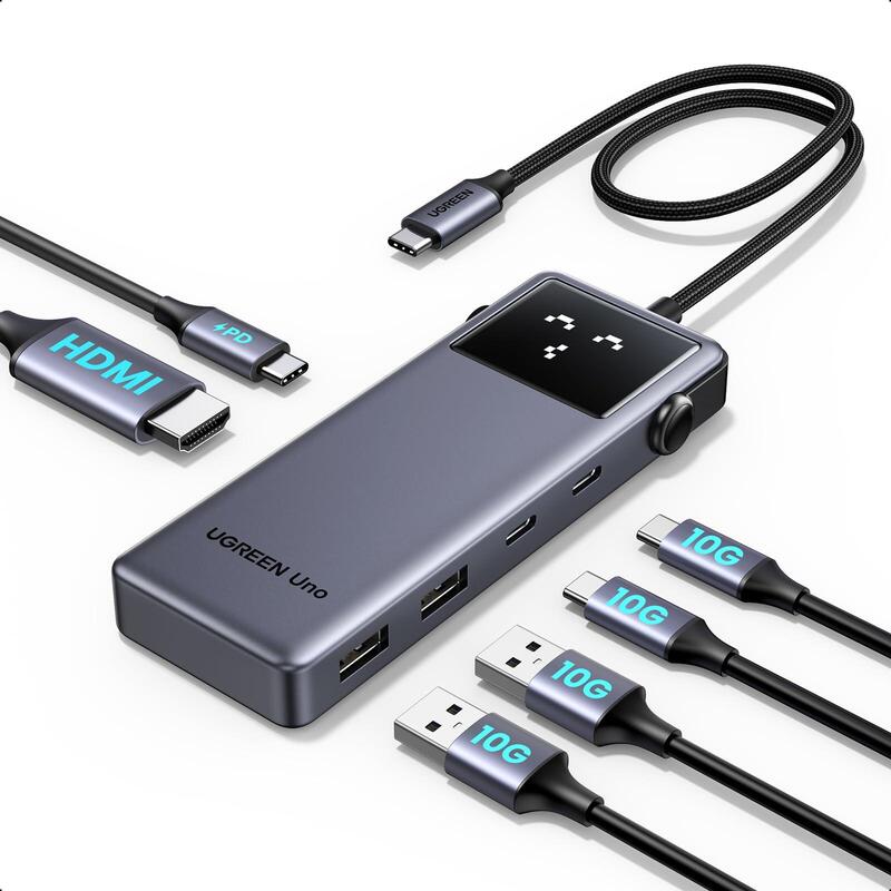 Ugreen 6w1 Usb-C Hub 2x Usb-A Usb-C Pd 85w 2x Usb-C 3.2 Hdmi 4k@60hz Led