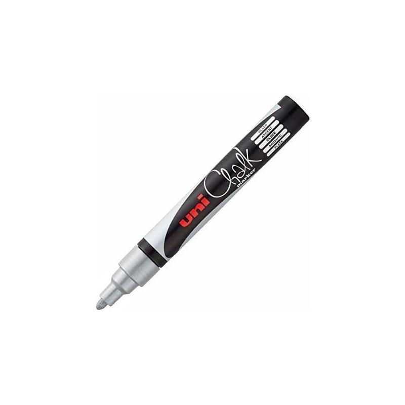 Uniball Marcador De Tiza Liquida Pwe-5m Plata -6u-