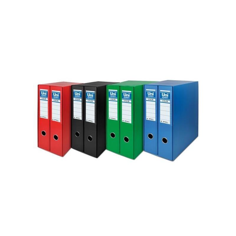 Unisystem Box Color Módulo 2 Archivadores Palanca 65mm A4 Forrados Pp Negro