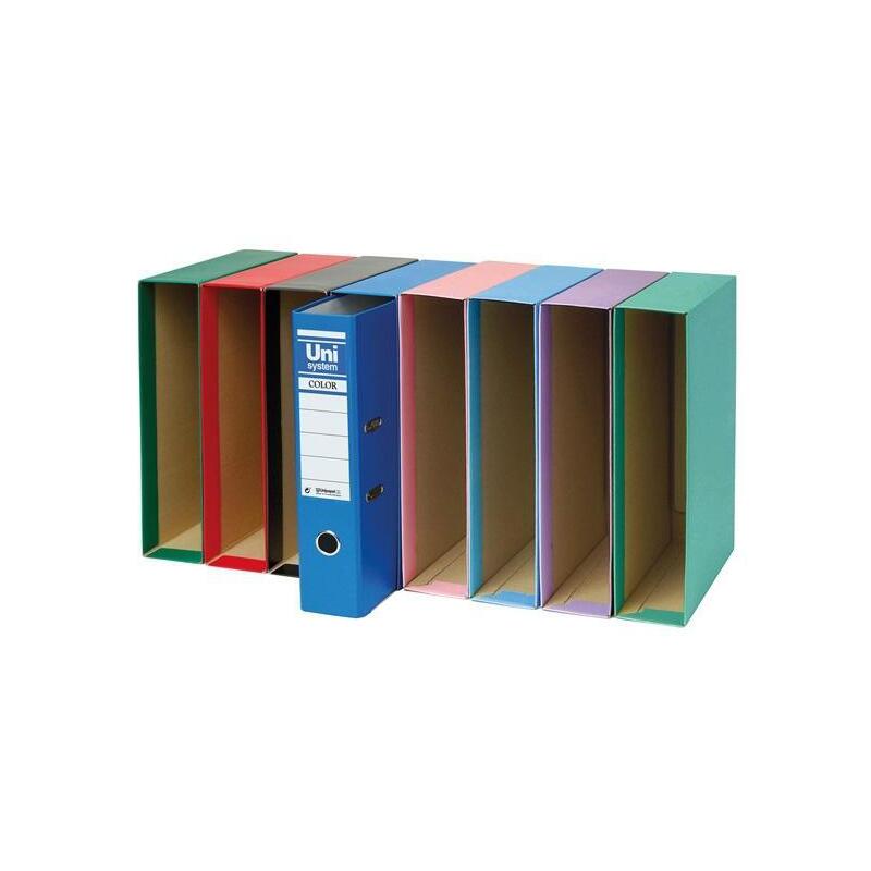Unisystem Color Cajetín Para Archivador Palanca 65mm Folio Azul