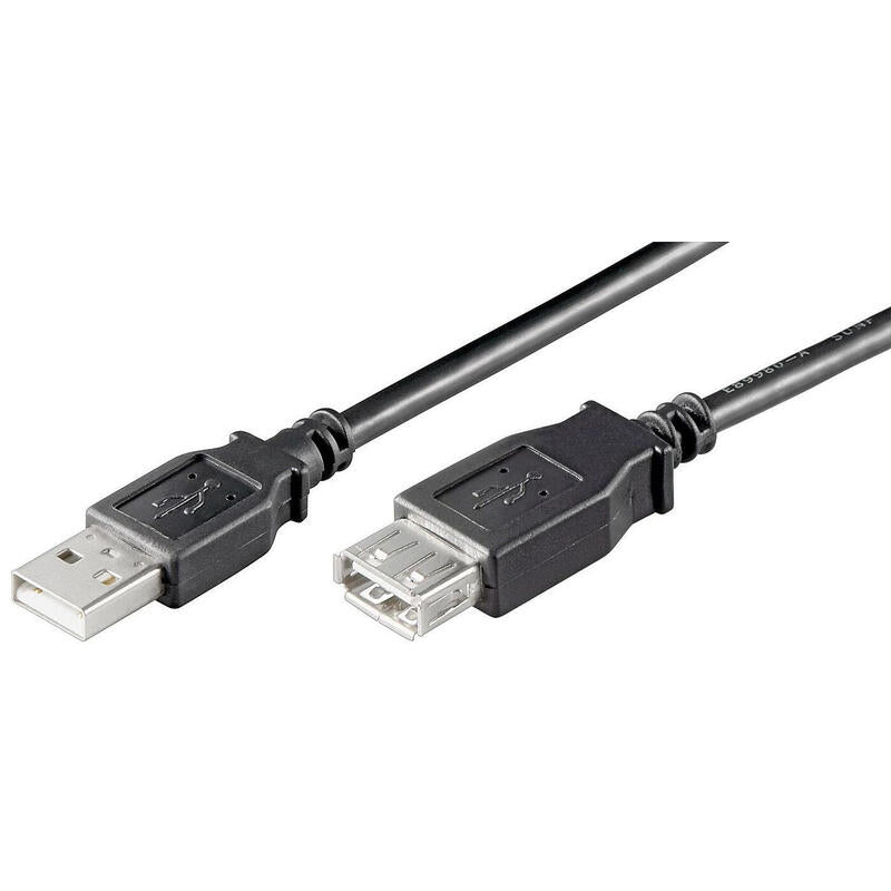 Usb2.0 Extension A-A 0,5m M-F Black, Hi-Speed Cable