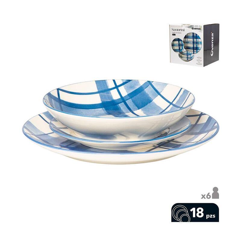 Vajilla 18 Piezas, Modelo Santorini, Azul