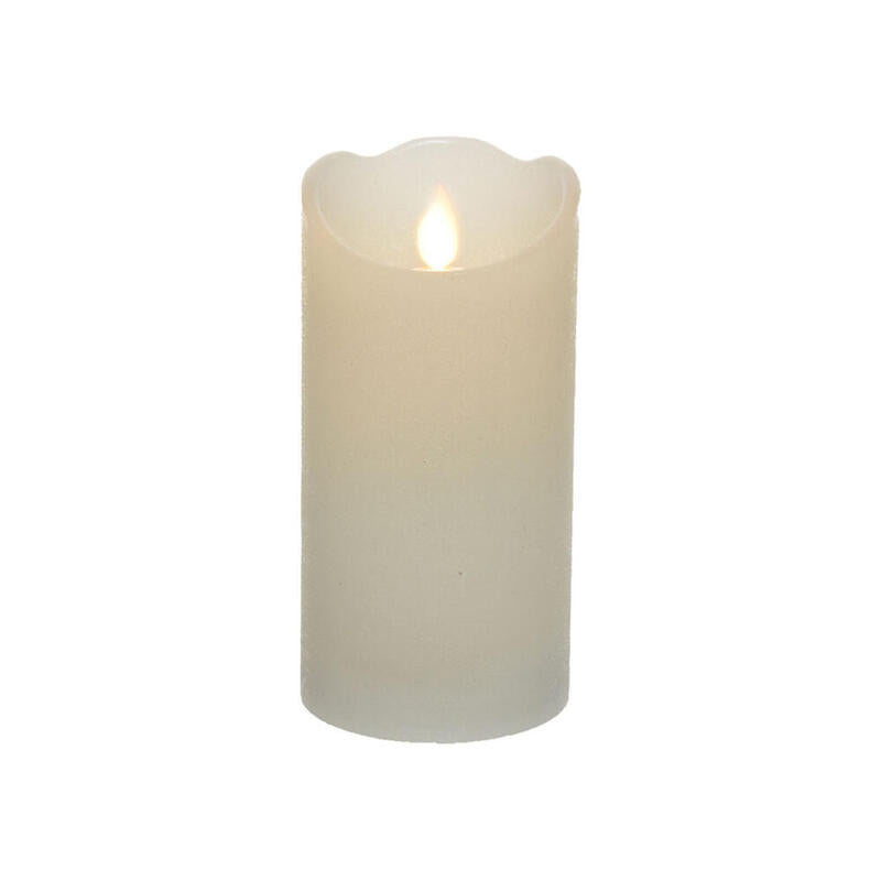 Vela Interior De Led Ø7,5x15cm Color Blanco. Acabado Rústico Luz Blanco Cálido