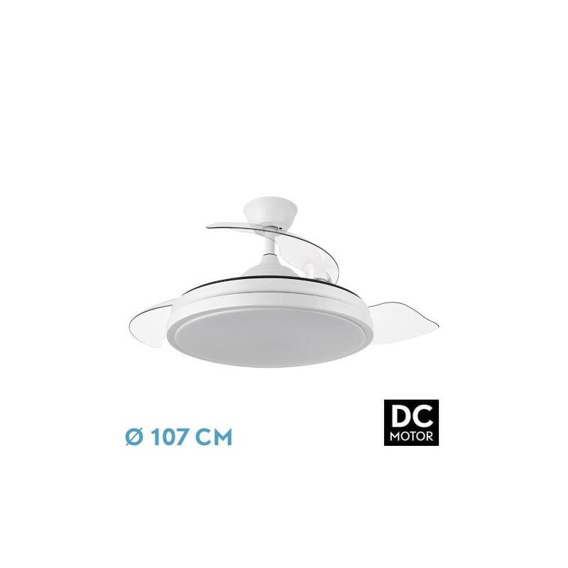 Ventilador Abrila Dc Escorpion 59w 3 Aspas Desplegables 5960lm 3000/4000/6000k Mando A Distancia Temporizador Memoria