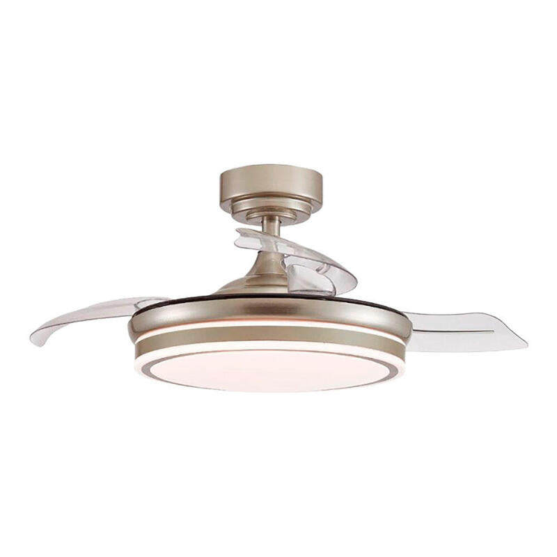 Ventilador De Techo Led 3cct Aspas Retráctiles Moss 72 W 7920 Lm Niquel