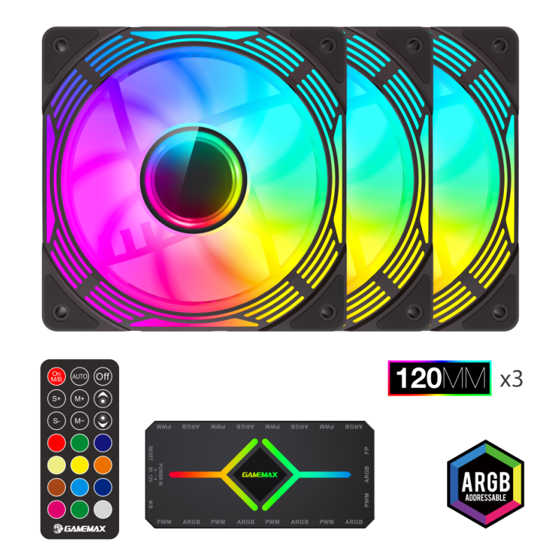 Ventilador Pc Gamemax Case Fan Kf300 Bk Black
