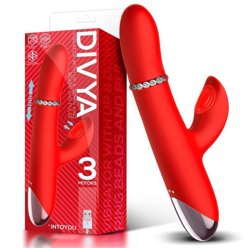 Vibrador Con Aro De Bolas Divya Internas Up And Down Y Pulsación 3 Motores Independientes Usb