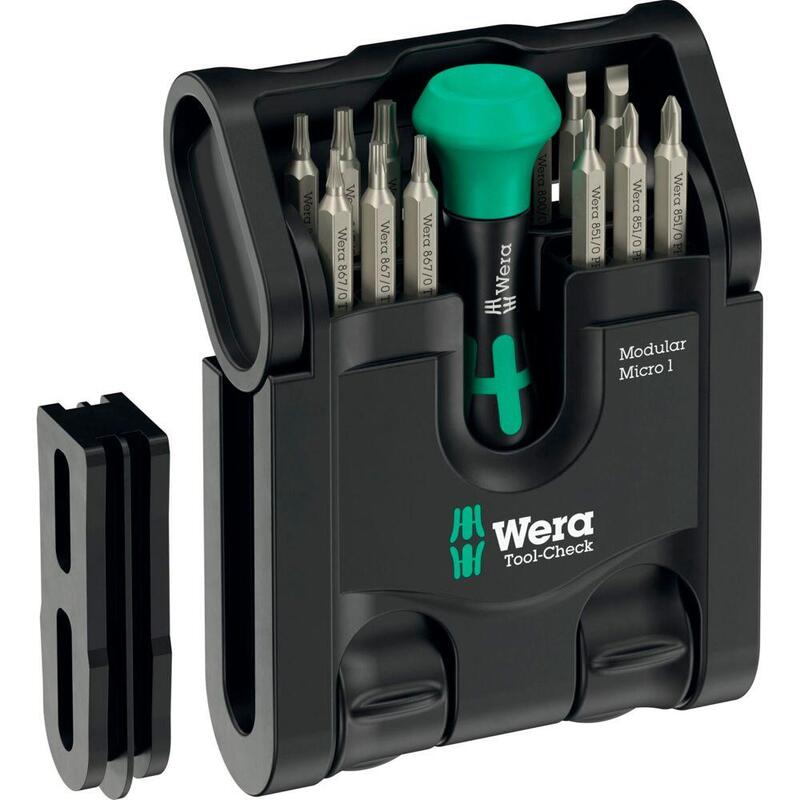 Wera Tool-Check Modular Micro 1, Juego De Puntas Negro/Verde, 21 Piezas, Incluido Soporte De Mano Kraftform Micro 4 Mm 05049002001