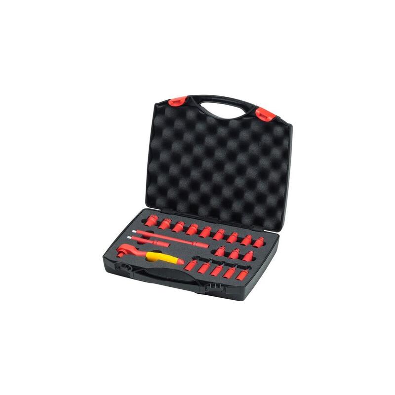 Wiha Juego De Llaves De Trinquete Aisladas, 1/4", Llave De Tubo Rojo/Amarillo, 21 Piezas, Incl. Maletín 43025