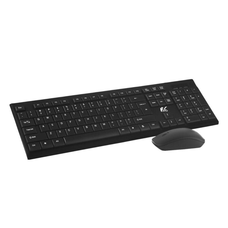Nanors Juego De Teclado Qwerty + Mouse Inalámbrico Frecuencia De Funcionamiento: 2,4 Ghz, Alcance: Hasta 10 M Resolución Del Ratón: 1200 Dpi Receptor Nano Usb Diseño Plano, Funciona Con Pilas, Color Negro