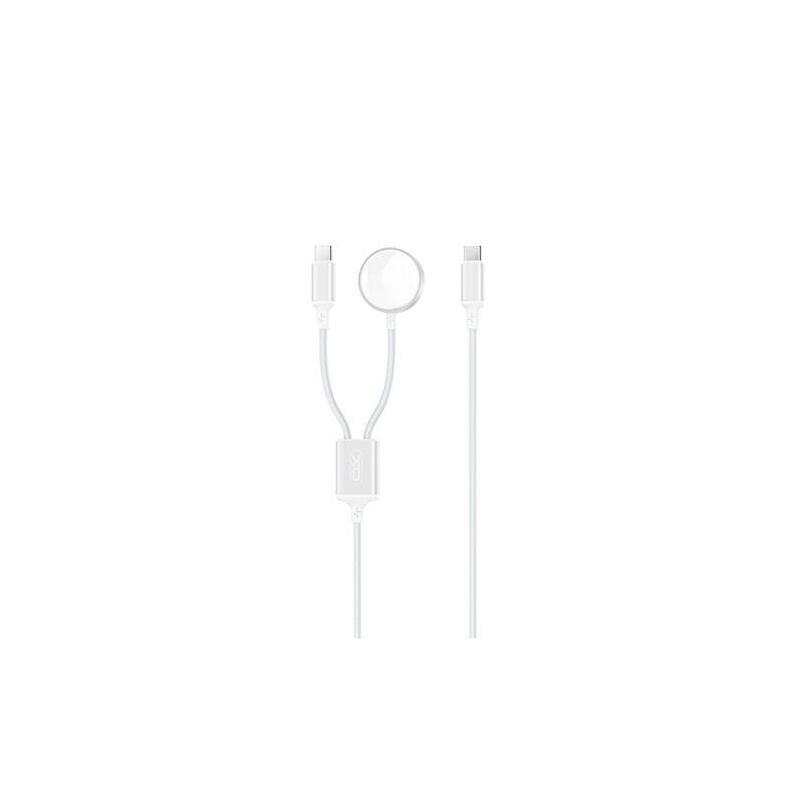 Xo Cable Usb 2 En 1 - 60w - Tipo C + Carga Magnetica Apple Watch - 1 Metro - Blanco
