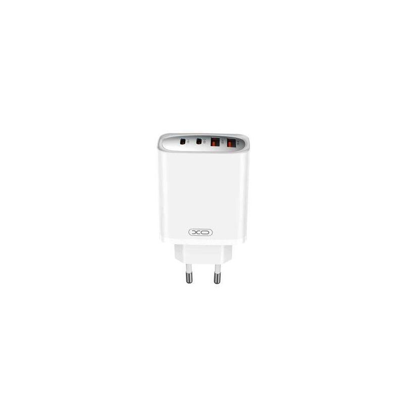 Xo Cargador Rapido - Usb-A 22.5w - 2 Puertos Tipo C - Multiples Voltajes - Alta Eficiencia - Blanco