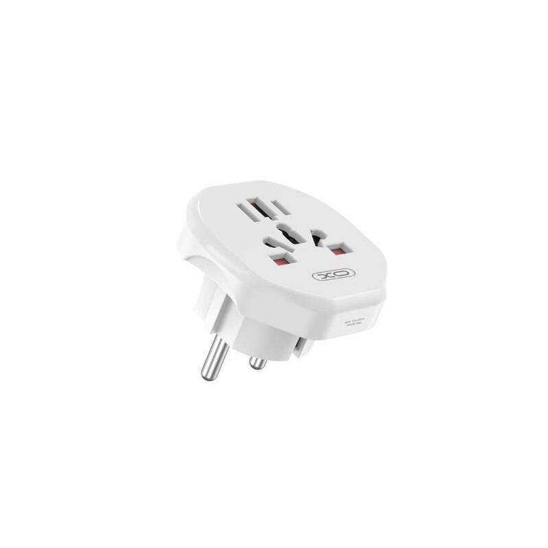Xo Enchufe De Pared Universal - Proteccion Infantil - 250v - 10amp - 2500w - 58.2x55.6x49.4mm - Color Blanco