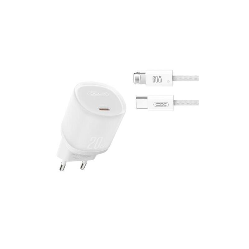 Xo L143 Cargador De Corriente 20w - Usb-C - Pd 3.0 Y Qc 3.0 - Incluye Cable Usb-C A Lightning - Blanco