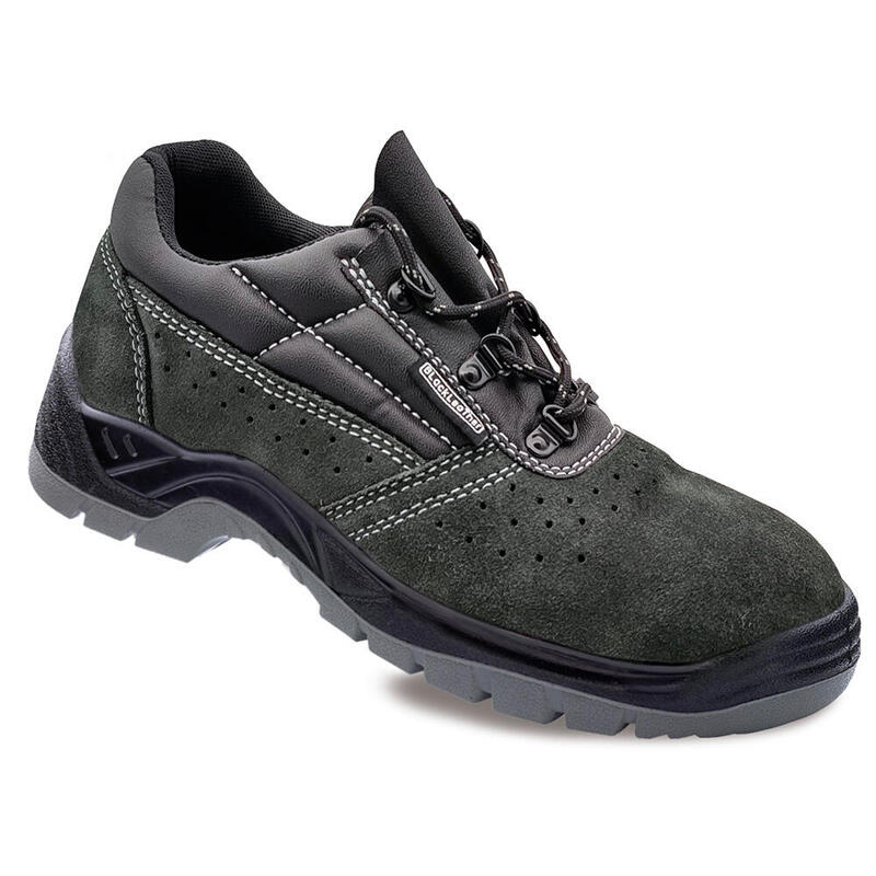 Zapatos De Seguridad Piel Serraje Perforada Gris Oscuro S1p Src Talla 44 Blackleather