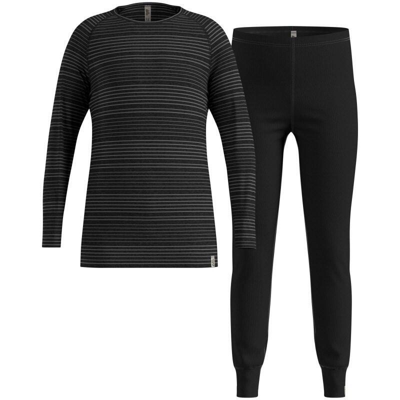 Zestaw Bielizny Dzieciecej Odlo Set Long Active Warm Eco Set Roz. 80cm Czarno-Szary