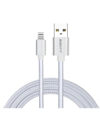 Eightt Cable Usb A Lightning_iphone 1m Trenzado Nylon Plata