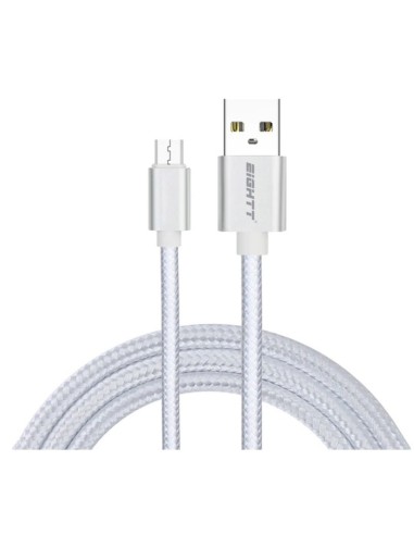 Eightt Cable Usb A Micro Usb 1m Trenzado Nylon Plata