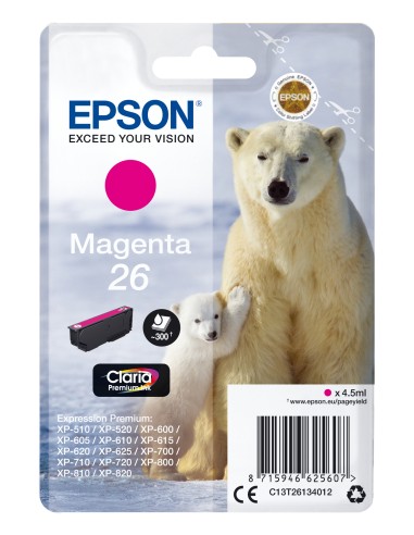 Tinta Original Epson T2613 26 Magenta Para Expression Premium Xp-600, Xp-605, Xp-700, Xp-800