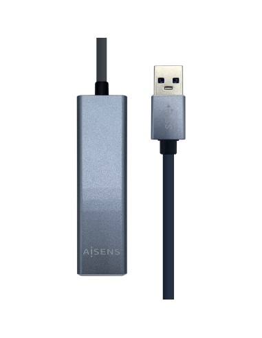 Aisens Conversor Usb 3.0 A Ethernet Gigabit 10/100/1000 Mbps + Hub 3xusb3.0 - 15cm - Gris