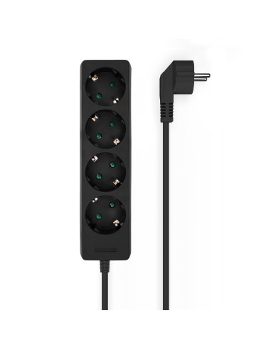 Aisens Regleta Multiple De 4 Tomas Con Cable 3×1.5mm2 - 1.40m - Negro