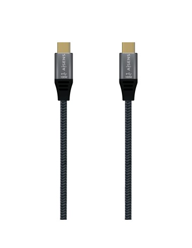 Aisens Cable Usb 3.2 Gen2x2 Aluminio 20gbps 5a 100w E-mark - Tipousb-c/m-usb-c/m - 2m - Gris