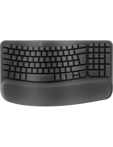 Teclado Alemán Logitech Wave Keys For Business Rf Wireless + Bluetooth Qwertz Grafito