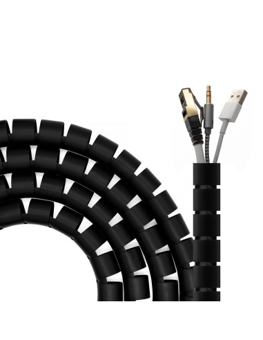 Aisens Organizador De Cable En Espiral D. 25mm, Negro, 2.0m