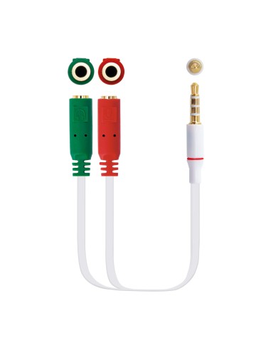 Nanocable Cable Adaptador Audio Jack 3.5mm Macho 4 Pines A 2x Jack 3.5mm Hembra 3 Pines 0.20m - Blanco