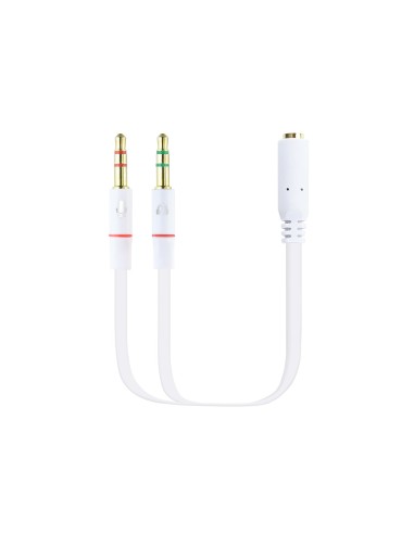 Nanocable Cable Adaptador Audio Jack 3.5mm Hembra 4 Pines A 2x Jack 3.5mm Macho 3 Pines 0.20m - Blanco