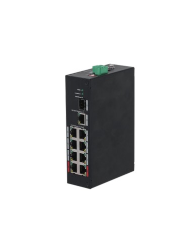 Switch Rango Temp Extendida 8 Puertos 10/100 +1 Uplink Gigabit +1sfp Layer 2 Hi-poe 60w