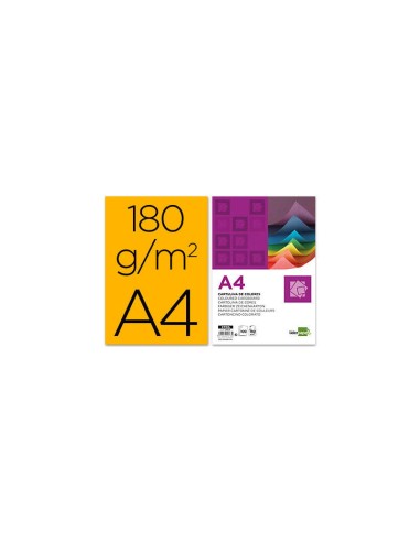 Cartulina Liderpapel A4 180g/m2 Naranja Fuerte Paquete De 100 Hojas