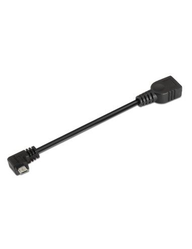 Aisens Cable Usb 2.0 Otg Acodado - Tipo Micro B Macho-a Hembra - 15cm - Negro