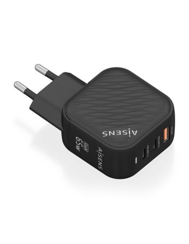 Aisens Cargador Gan 65w - 2xusb-c Pd3.0 Qc4.0 - 1xusb-a Qc3.0 Negro