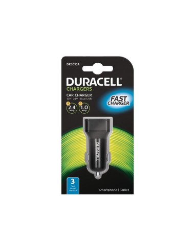 Duracell Cargador De Coche Dr5035a 2 Puertos Usb 1a+2.4a 5v Negro