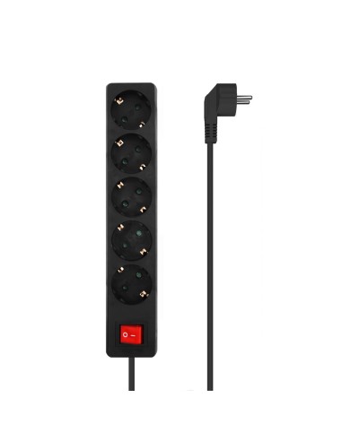 Aisens Regleta 5 Tomas Con Interruptor Con Cable 3×1.5mm2 - 1.4m - Negro