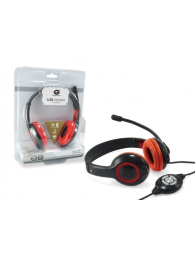 Conceptronic Auriculares Diadema+microfono Cchatstaru2r Rojo Compatible Con Voip Alimentacion Usb Ca