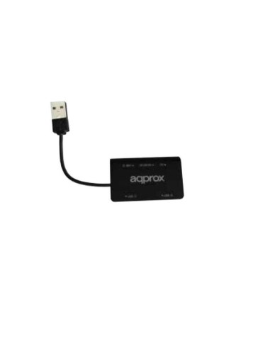 Approx Hub 2 Puertos Usb 2.0 + Lector Microsd/sd Negro