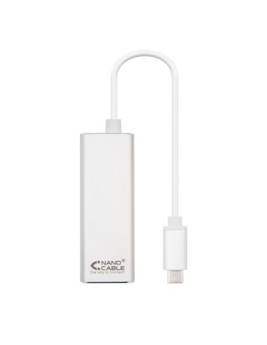 Nanocable Conversor Usb-c A Ethernet Gigabit 10/100/1000 Mbps - 15 Cm - Aluminio