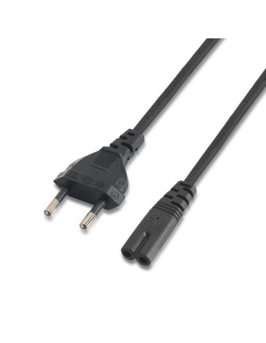 Aisens Cable Alimentacion Forma 8 - Cee7/16/m-c7/h - 1.50m - 100% Cobre Puro Awg18 - Negro