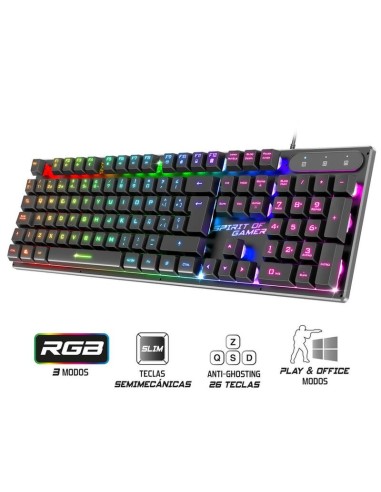 Teclado Español Semi-mecanico Gaming Spirit Of Gamer Pro K1 Rgb